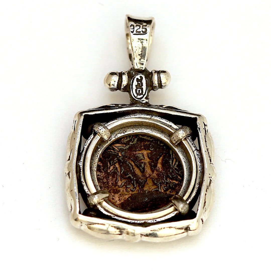 Widows Mite Coin, Sterling Silver Pendant and Chain, Genuine Ancient Coin, with Certificate 6706