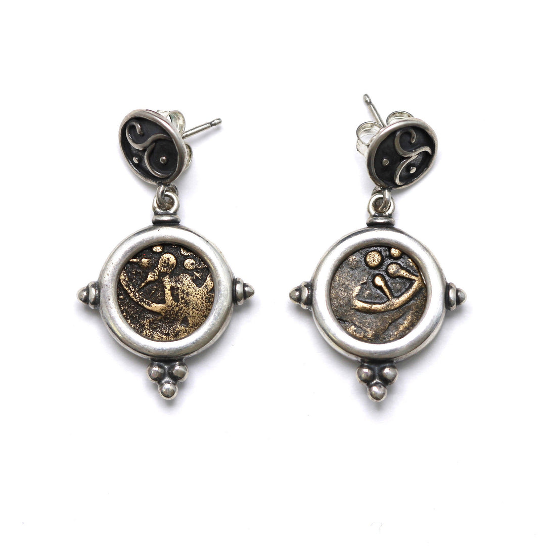 Silver Earrings, Widows Mite Coins, 6821