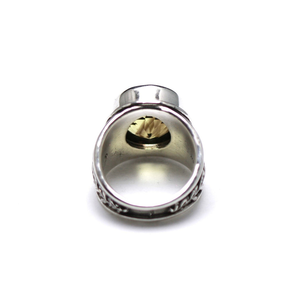 Silver Ring, Prehnite Stone, Lemon/Yellow, 6864