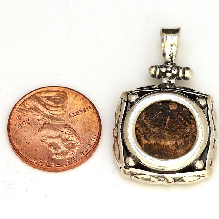 Widows Mite Coin, Sterling Silver Pendant and Chain, Genuine Ancient Coin, with Certificate 6706