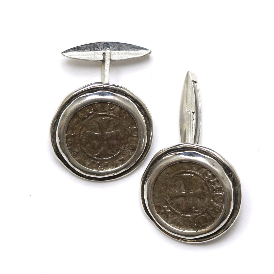 Sterling Silver Cufflinks, Tornesello, Ancient Coins, 7158
