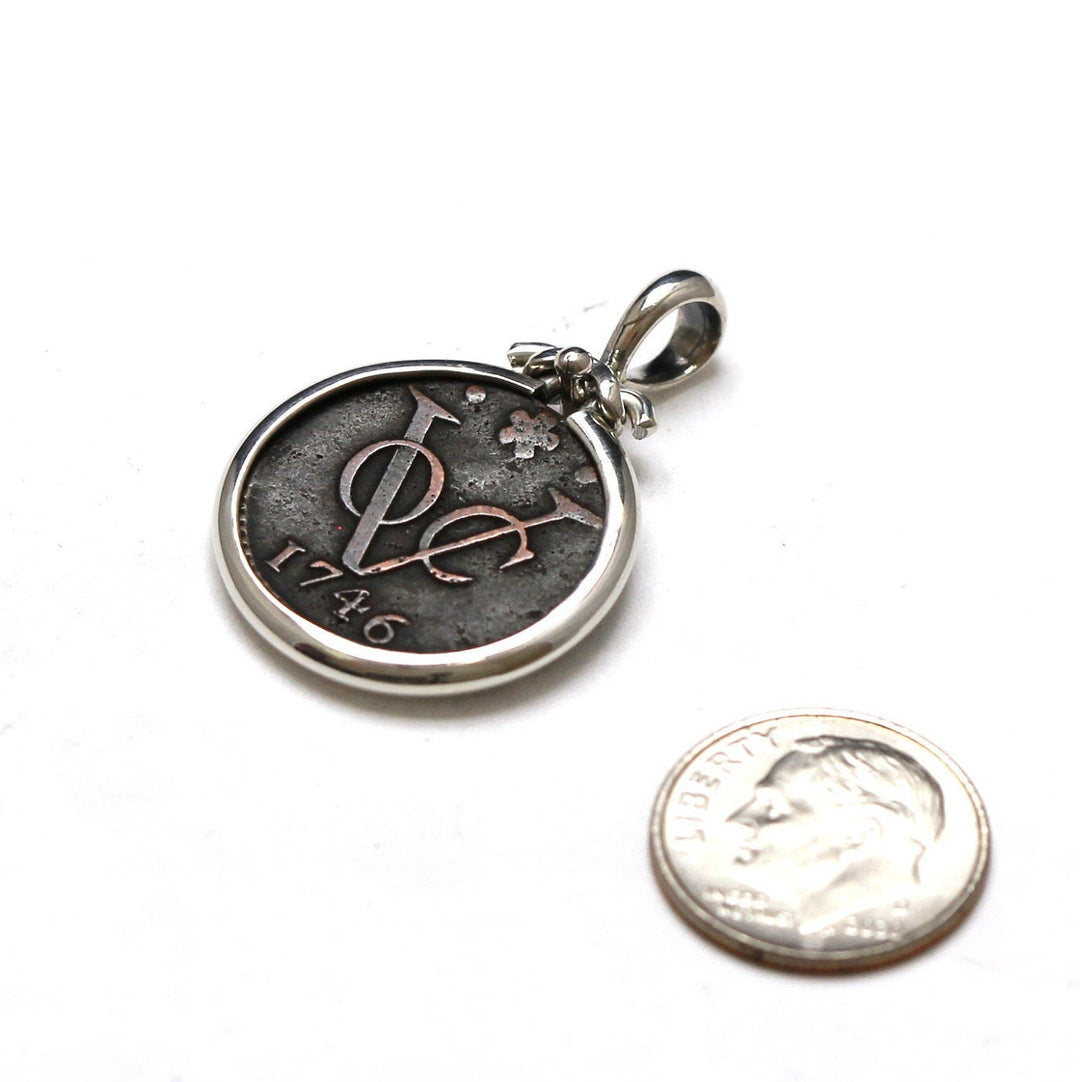 Dutch VOC Coin, Sterling Silver Pendant, 8113