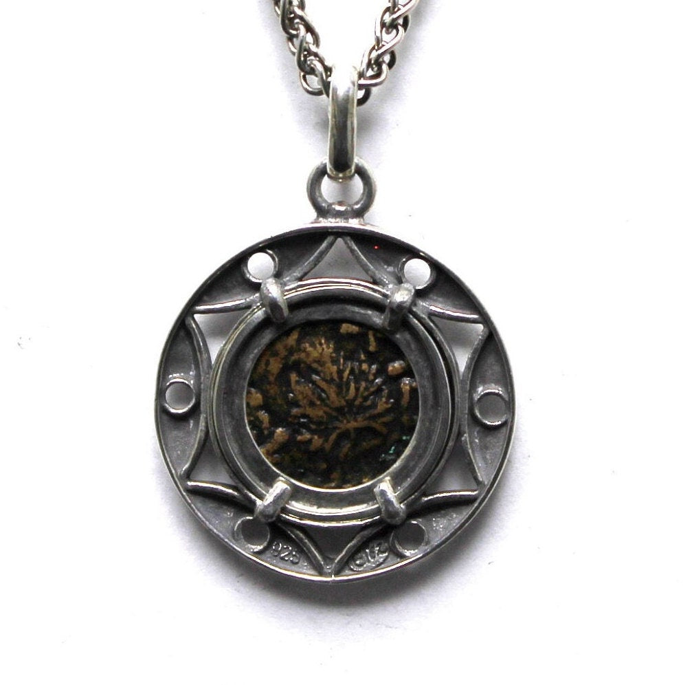 Sterling Silver Pendant, Jewish First Revolt, Ancient Prutah Coin, 7181