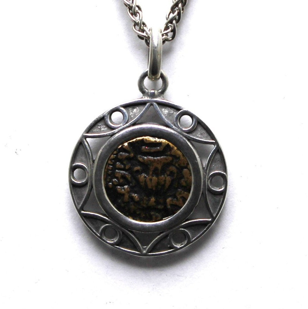 Sterling Silver Pendant, Jewish First Revolt, Ancient Prutah Coin, 7181