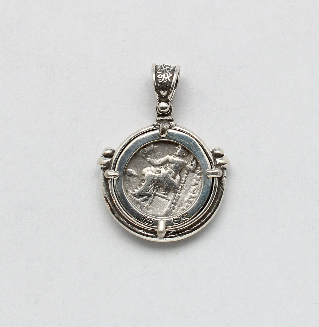Sterling Silver Pendant, Alexander the Great Ancient Coin, ID14479
