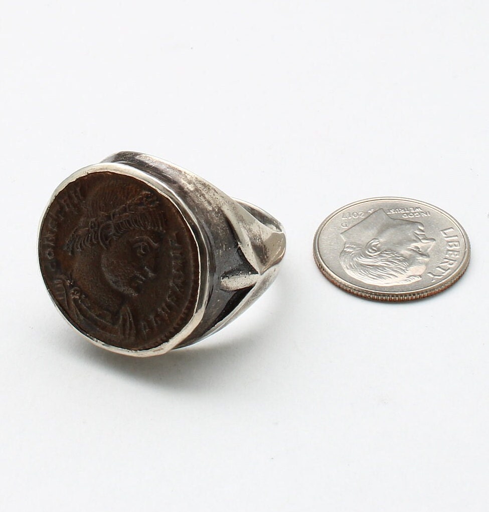 Silver Ring, Constantine I, Roman Coin, 00222
