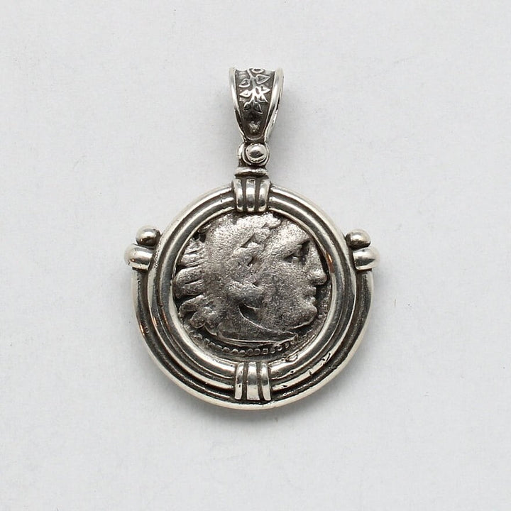 Sterling Silver Pendant, Alexander the Great, Kings of Macedon, Ancient Drachma Coin, ID14479