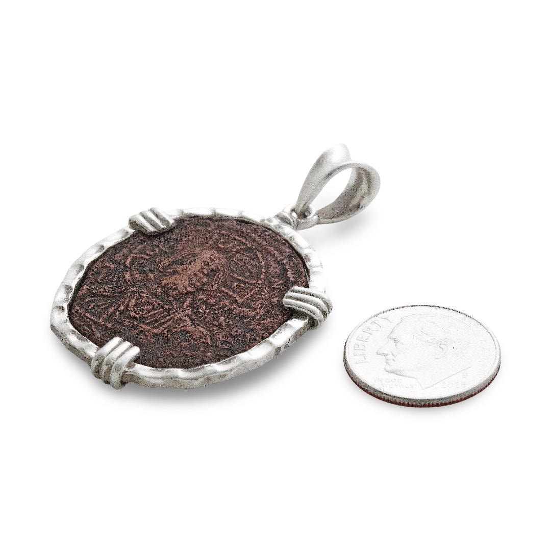 Anonymous Folles Bronze Coin, Sterling Silver Pendant, Class A, 8100