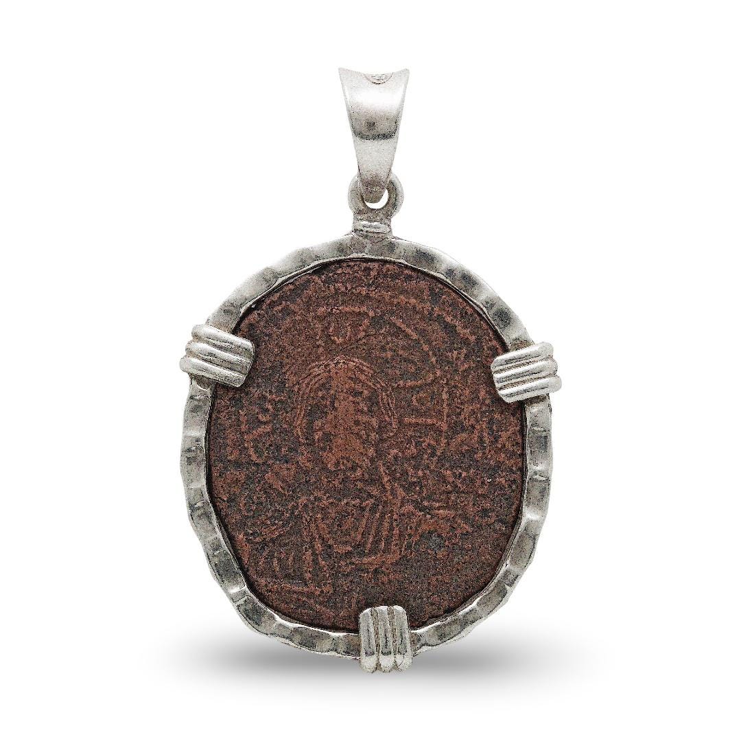 Anonymous Folles Bronze Coin, Sterling Silver Pendant, Class A, 8100