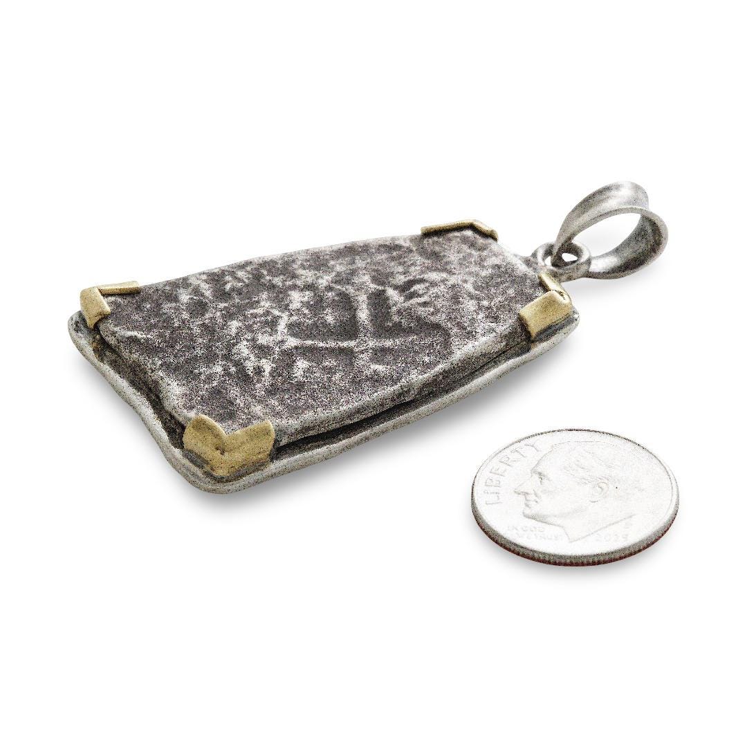 4 Reales Spanish Cob 1715 Coin, 14K, Silver Pendant, 8104