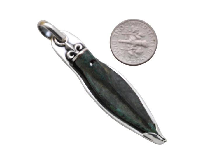 Sterling Silver Pendant, Bronze Arrowhead, Luristan, 8162