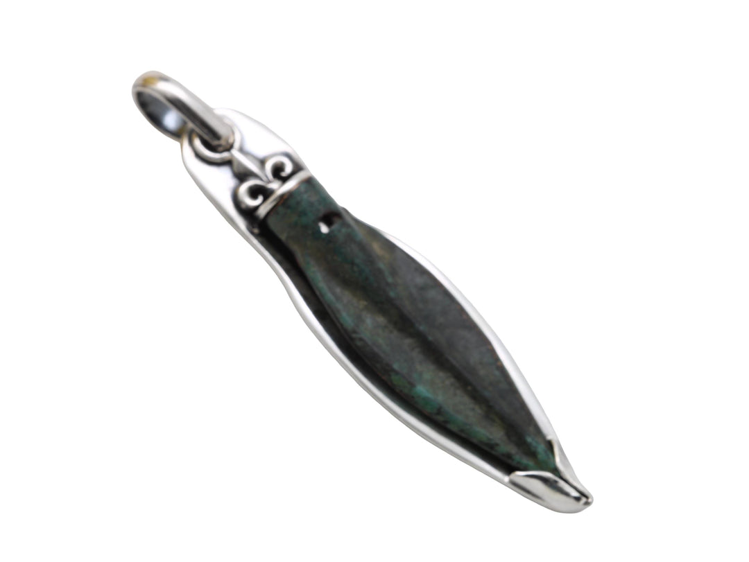 Sterling Silver Pendant, Bronze Arrowhead, Luristan, 8162