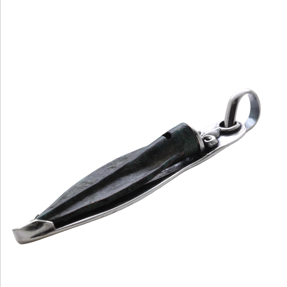 Sterling Silver Pendant, Bronze Arrowhead, Luristan, 8162