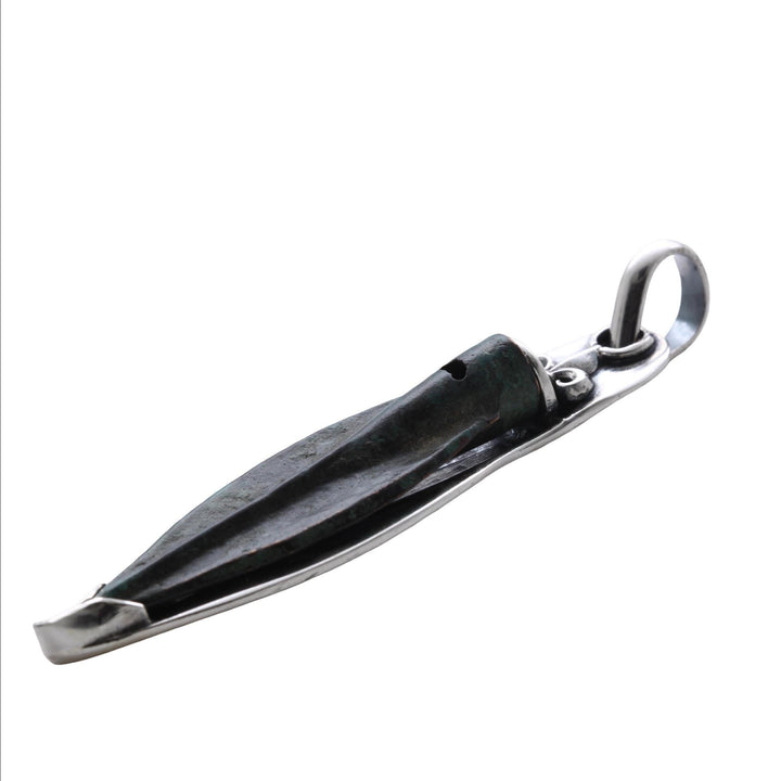 Sterling Silver Pendant, Bronze Arrowhead, Luristan, 8162