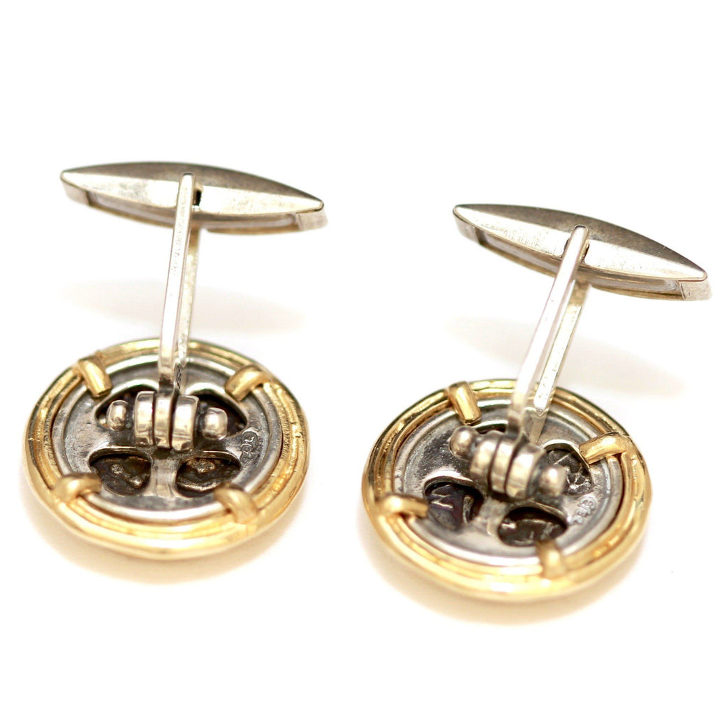 14K Gold Cufflinks, Greek Coins, Certificate ID13043 - Erez Ancient Coin Jewelry 