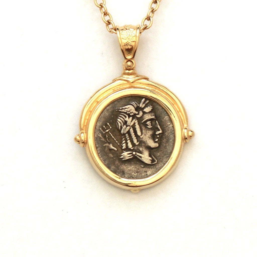 14K Gold Pendant, Roman Republic, Certificate  ID12471 - Erez Ancient Coin Jewelry 