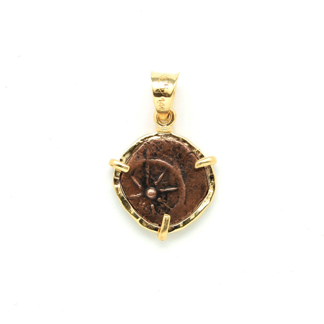 14K Gold Pendant, Widows Mite Prutah Coin, ID14061