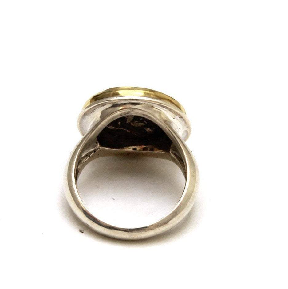 18K Bezel, Silver Ring, Diamond Accents, Faustina, Drachma Coin, ID13175