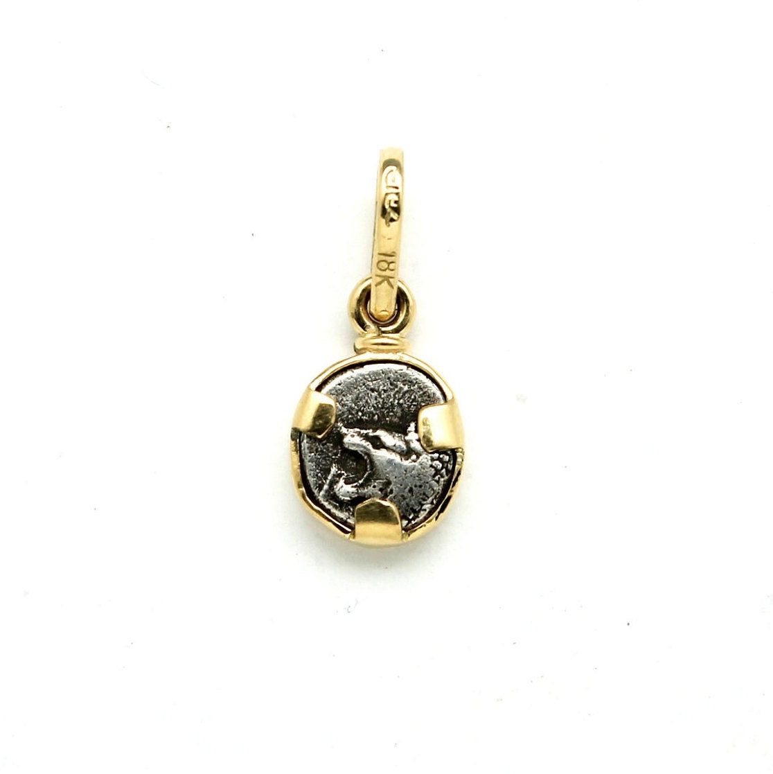 18K Gold Coin Pendant, Miletos Diobol, Star/Lion's Head, ID14078