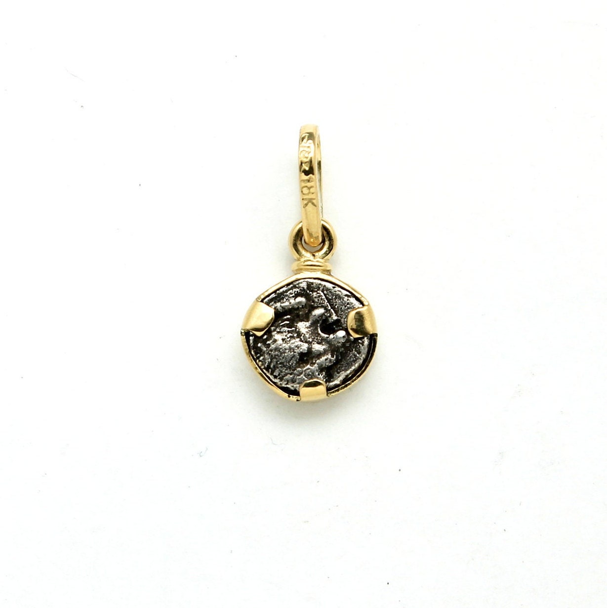 18K Gold Coin Pendant, Miletos Diobol, Star/Lion's Head, ID14079