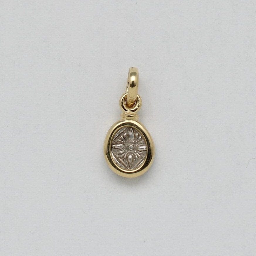 18K Gold Coin Pendant, Miletos Diobol, Star/Lion's Head, ID14570