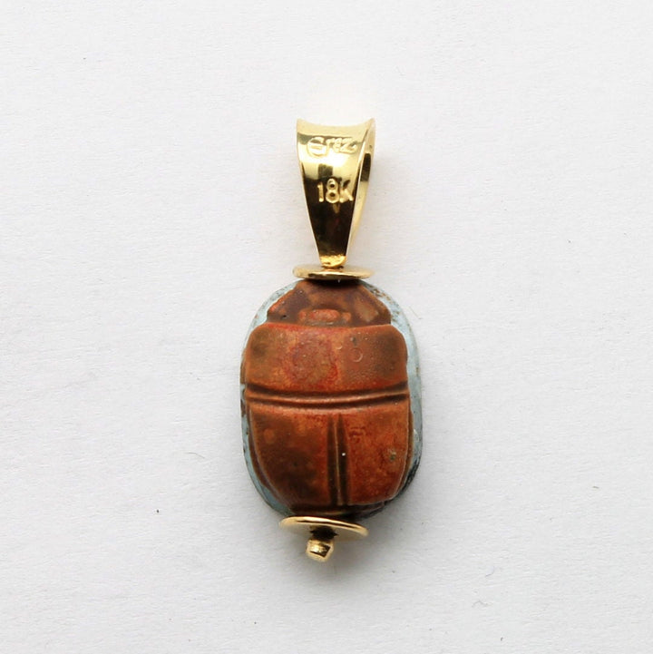 18K Gold, Egyptian Scarab Pendant, Genuine Artifact, ID13853