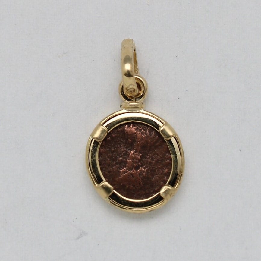 18K Gold Pendant, Theodosius II, Roman Coin, ID14694