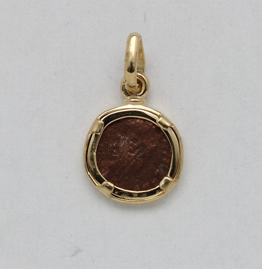 18K Gold Pendant, Theodosius II, Roman Coin, ID14704