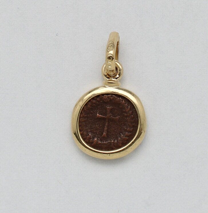 18K Gold Pendant, Theodosius II, Roman Coin, ID14704