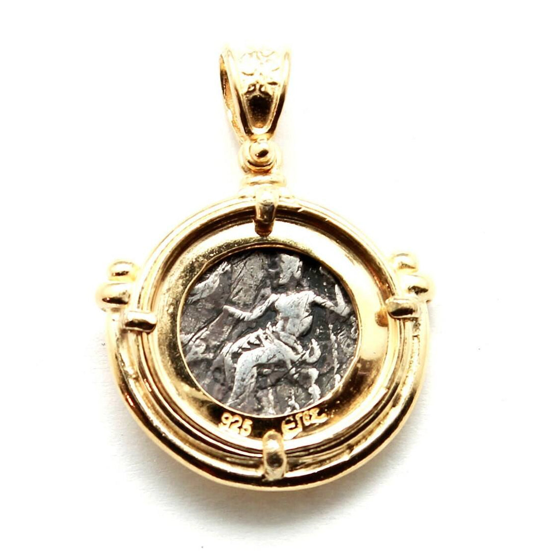 18K Gold Plating, Sterling Silver Pendant, Alexander the Great, Heracles/Zeus, Ancient Greek Drachm Coin, ID13641