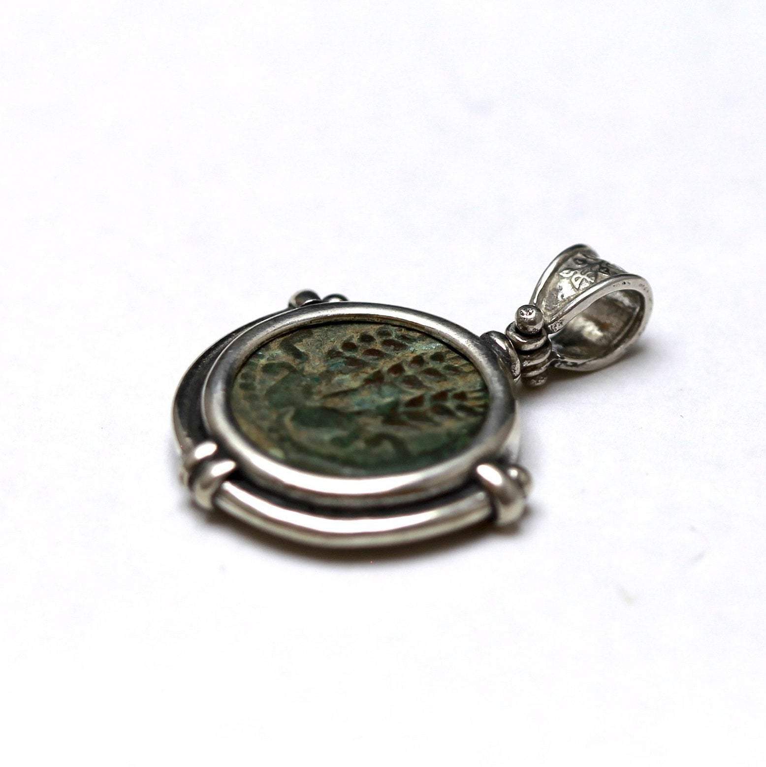Sterling Silver Pendant, Ancient Judea,  Certificate 8006 - Erez Ancient Coin Jewelry 