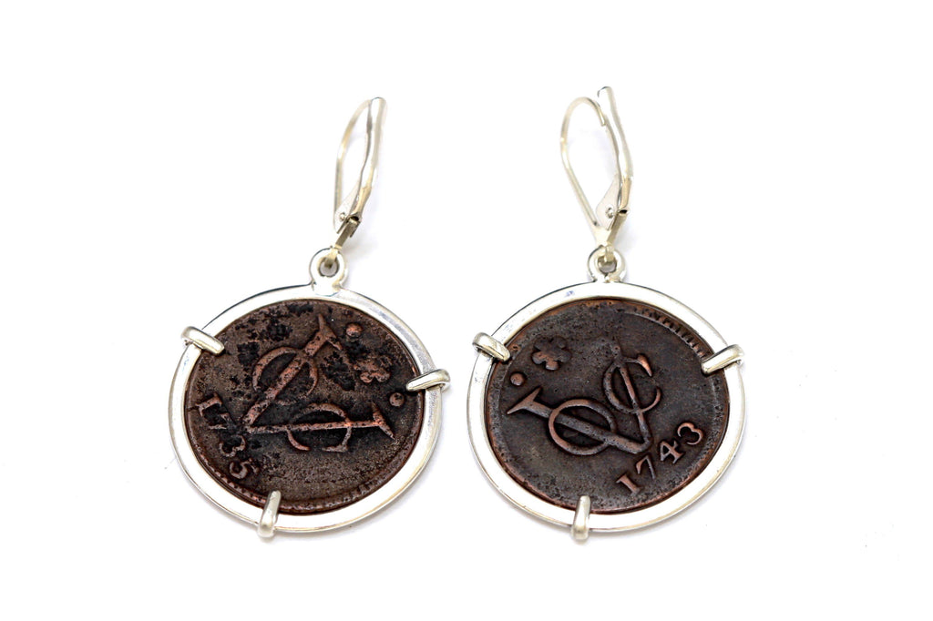 First New York Penny, Silver Earrings, Genuine Ancient Coins, with Certificate  6444 - Erez Ancient Coin Jewelry 