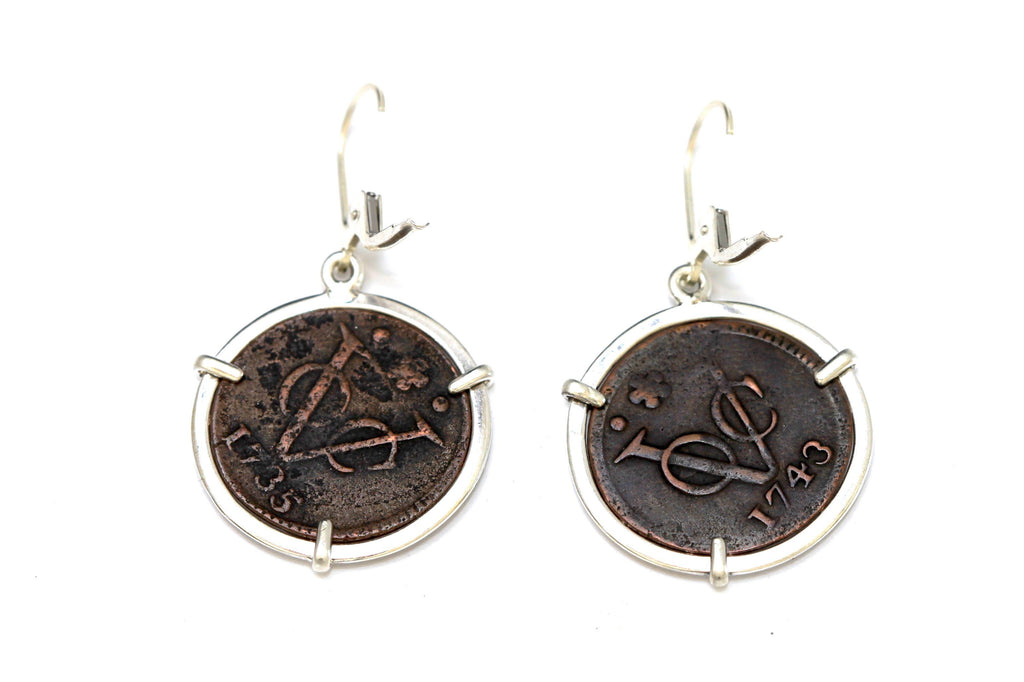 First New York Penny, Silver Earrings, Genuine Ancient Coins, with Certificate  6444 - Erez Ancient Coin Jewelry 