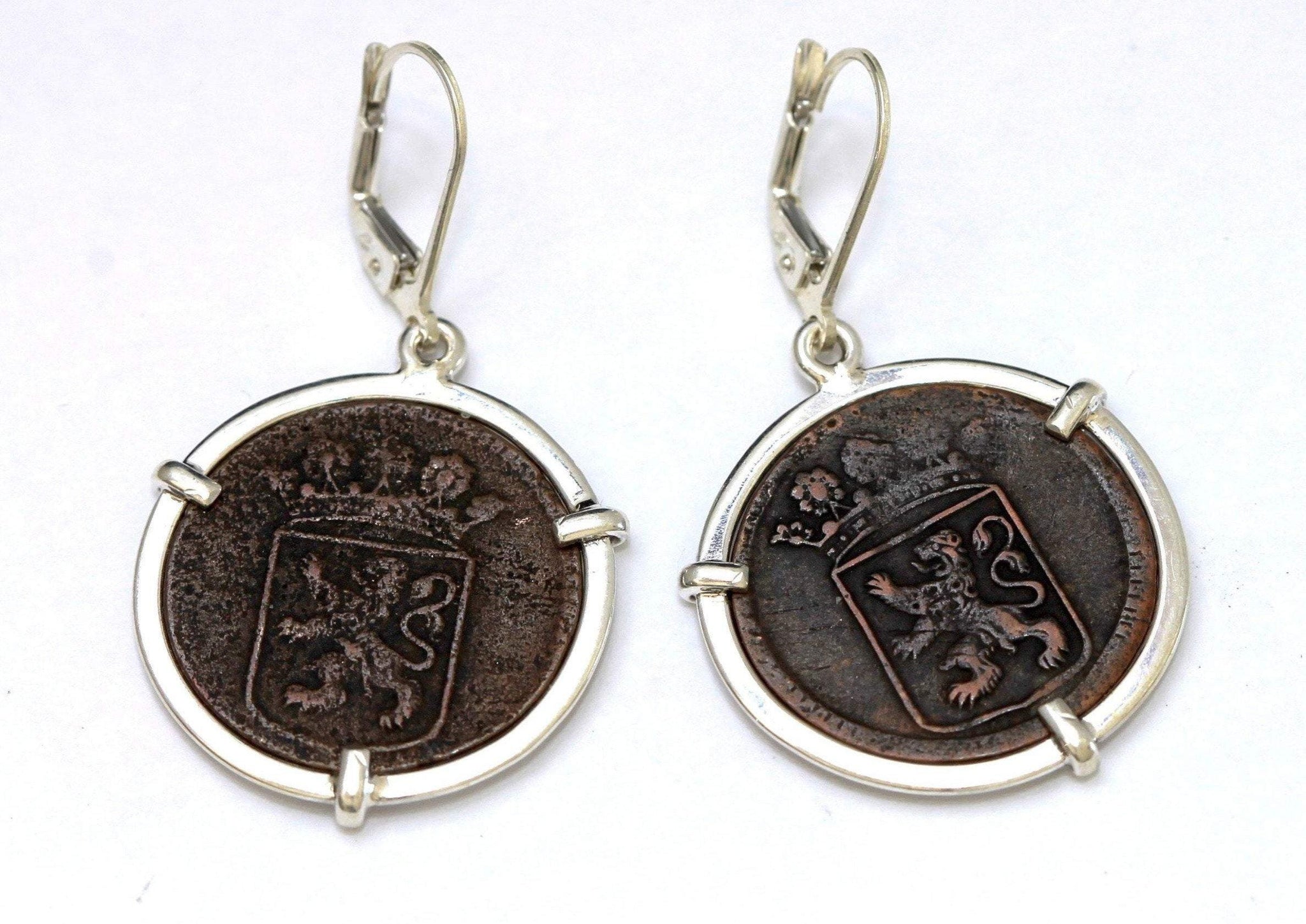 First New York Penny, Silver Earrings, Genuine Ancient Coins, with Certificate  6444 - Erez Ancient Coin Jewelry 