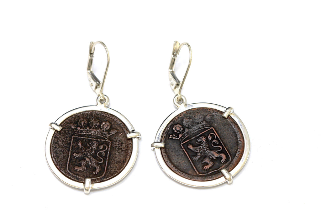 First New York Penny, Silver Earrings, Genuine Ancient Coins, with Certificate  6444 - Erez Ancient Coin Jewelry 