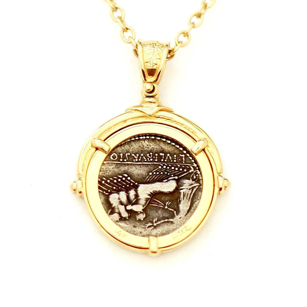 14K Gold Pendant, Roman Republic, Certificate  ID12471 - Erez Ancient Coin Jewelry 