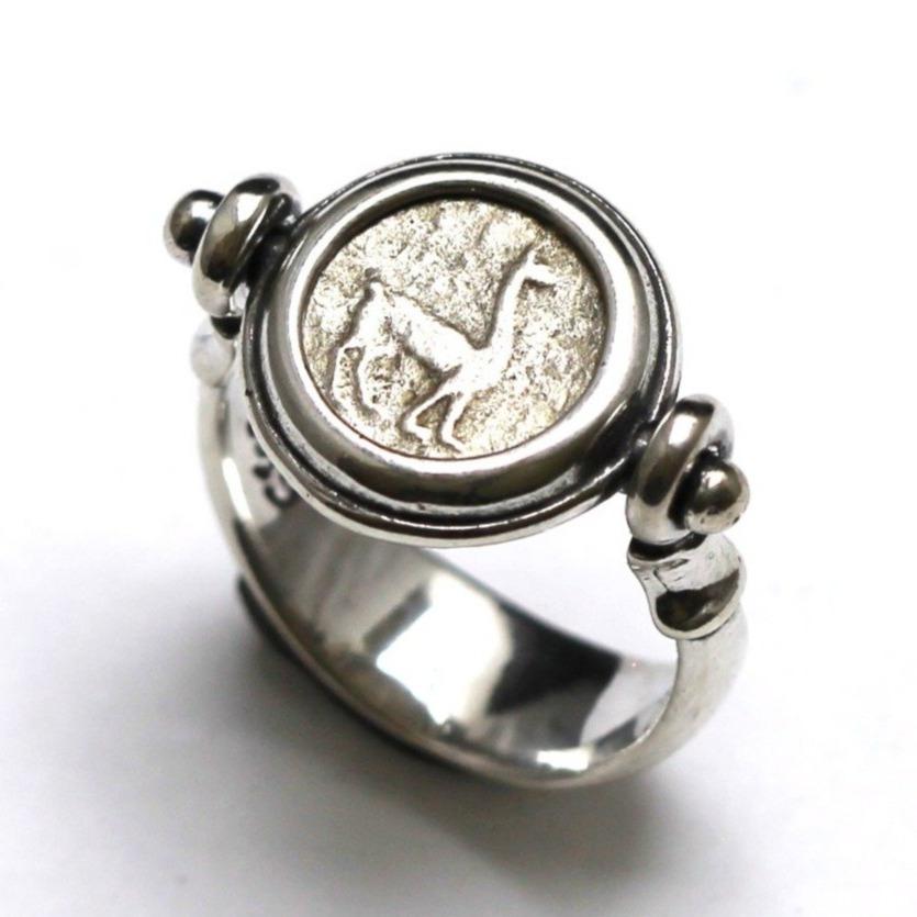 Lima Lama, Quartillo Reale, Flip Ring, Sterling Silver, Genuine Ancient Coin, with Certificate R75 - Erez Ancient Coin Jewelry 