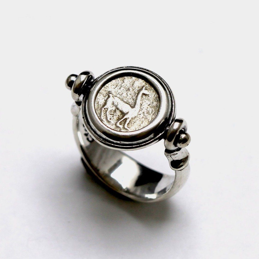 Lima Lama, Quartillo Reale, Flip Ring, Sterling Silver, Genuine Ancient Coin, with Certificate R75 - Erez Ancient Coin Jewelry 