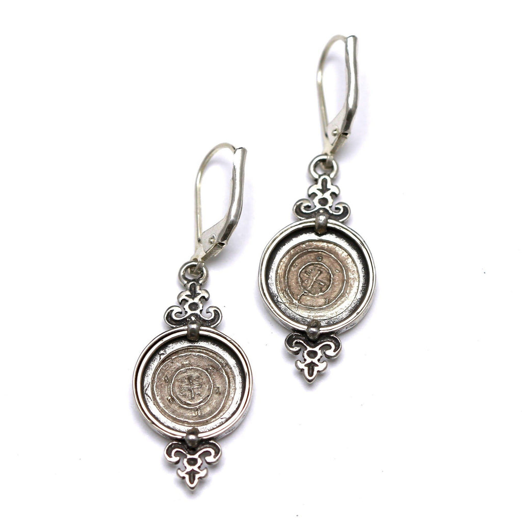 Silver Coin Earrings, Hungarian Bela II w/Cert. 6286 - Erez Ancient Coin Jewelry 