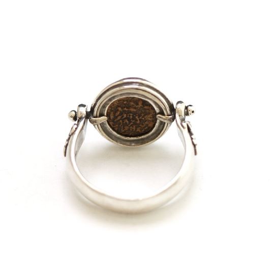 Silver Flip Ring, Yehohanan Prutah Coin, 6917 - Erez Ancient Coin Jewelry 