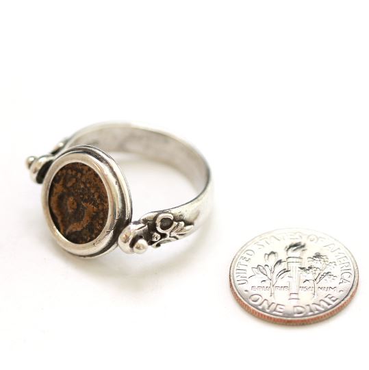 Silver Flip Ring, Yehohanan Prutah Coin, 6917 - Erez Ancient Coin Jewelry 