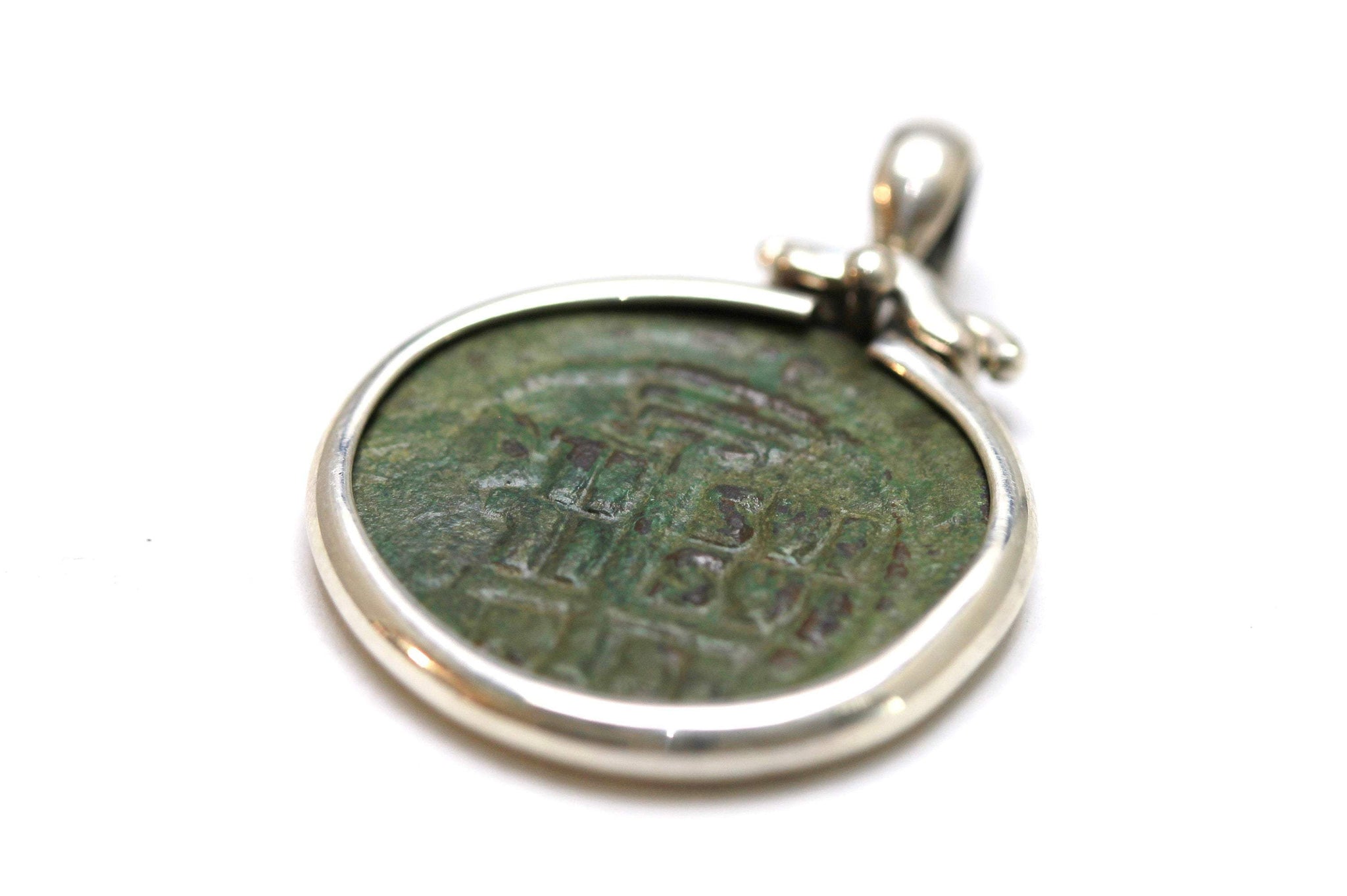 Silver Pendant, Class B Anonymous Follis Coin, 6419 - Erez Ancient Coin Jewelry 