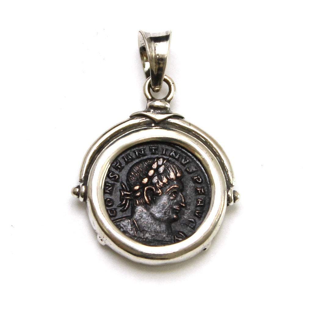 Silver Pendant, Constantine I, Roman Coin, 6872