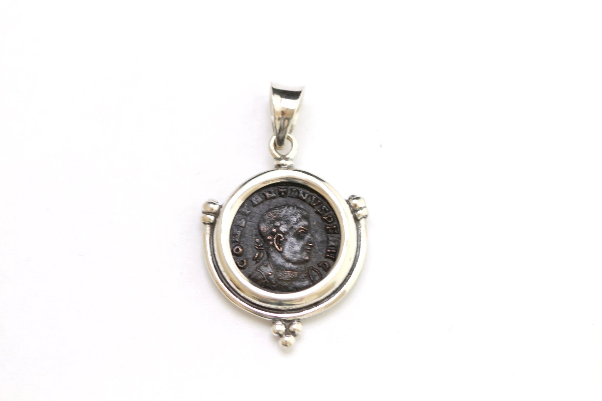 Silver Pendant, Constantine I, Roman Coin, 6874 - Erez Ancient Coin Jewelry 