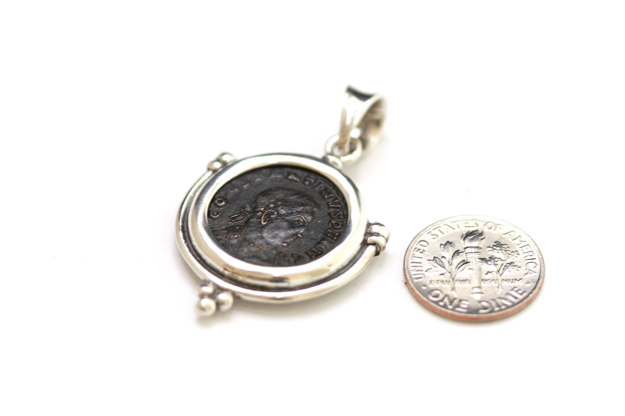 Silver Pendant, Constantine I, Roman Coin, 6874 - Erez Ancient Coin Jewelry 