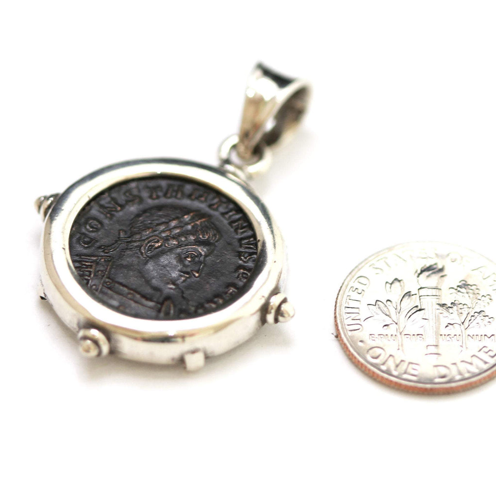 Silver Pendant, Constantine I, Roman Coin, 6877