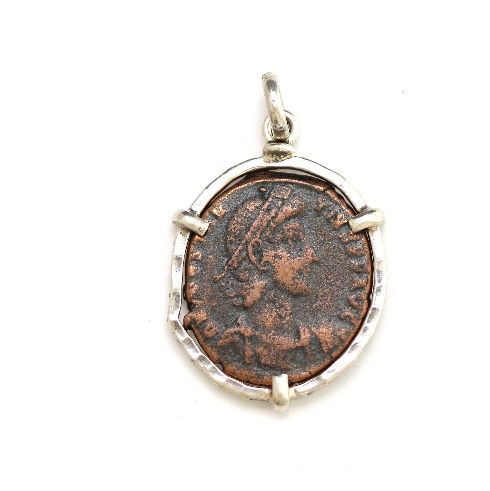 Silver Pendant, Roman Bronze Coin, 6896