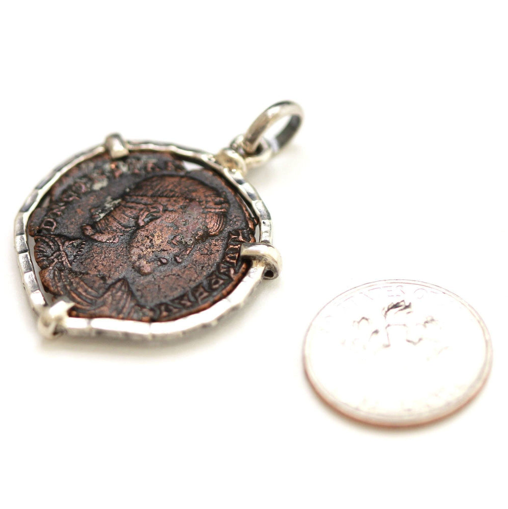 Silver Pendant, Roman Bronze Coin, 6899
