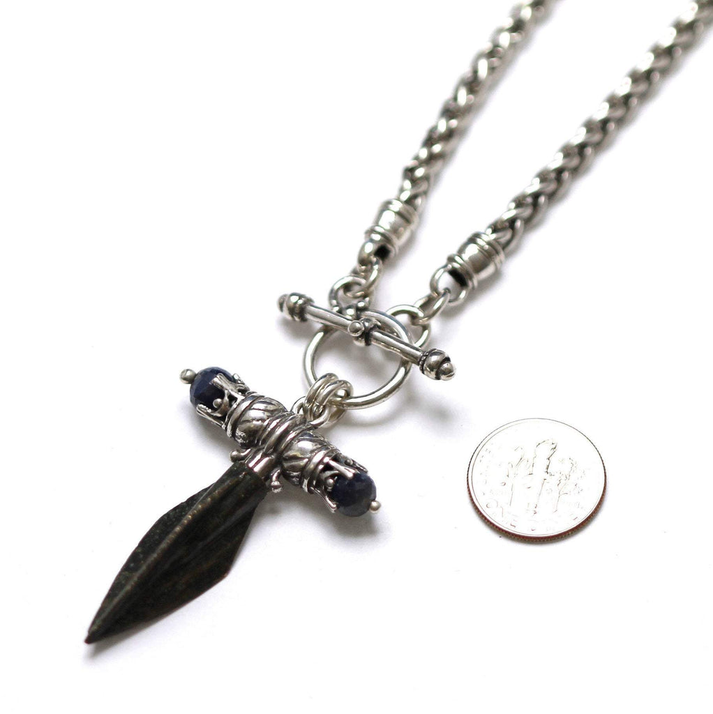 Silver Toggle Necklace, Ancient Roman Arrowhead, Genuine Artifact, 6533