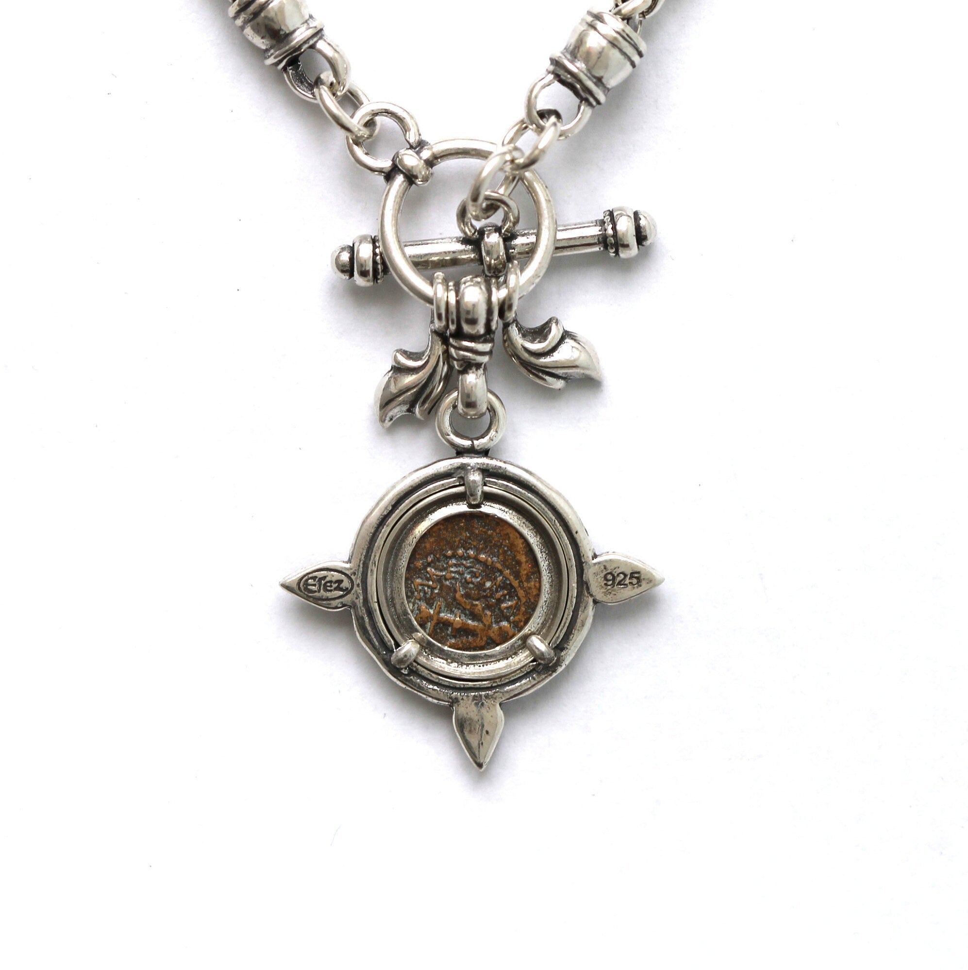 Silver Toggle Necklace, Garnets, Widows Mite, 6825